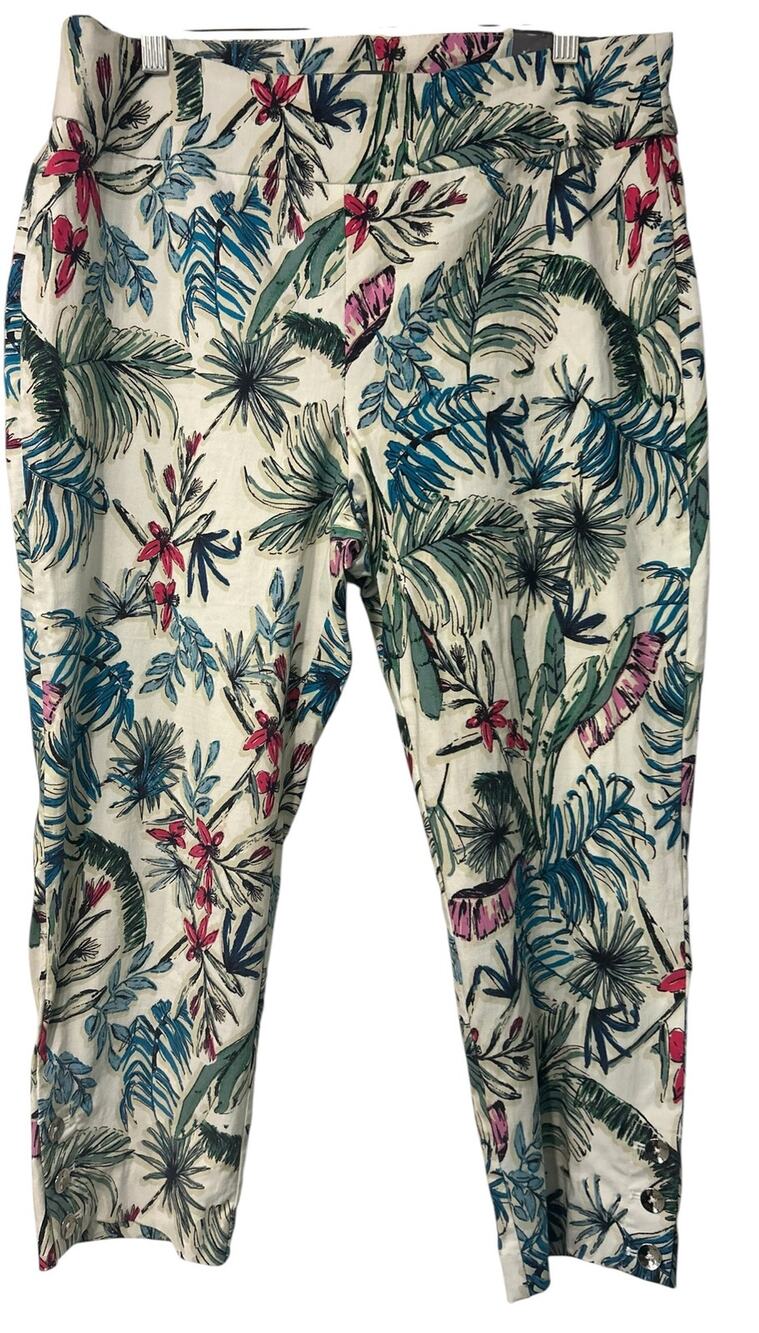 Van Heusen Capri Pants Super Stretch Pull On Size 14 Floral Print NWT Boho Y2K